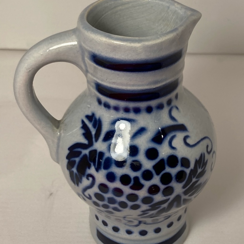 Numbered Pottery Pitcher / Vase two Tone blue